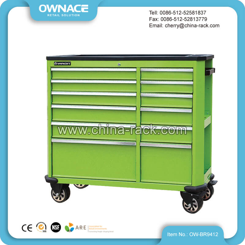 OW-BR9412 43'' Large 12 Drawers Storage Tool Trolley Roller Cabinet