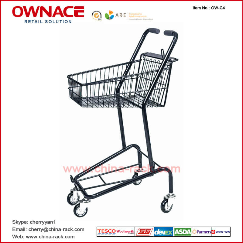 OW-C4Layers Wire Basket Trolley Supermarket Shopping Trolley/Cart with Different Capacity