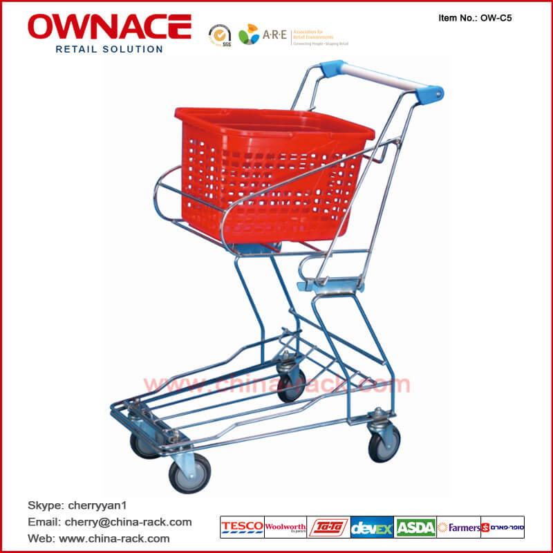 OW-C5 Layers Wire Basket Trolley Supermarket Shopping Trolley/Cart with Different Capacity