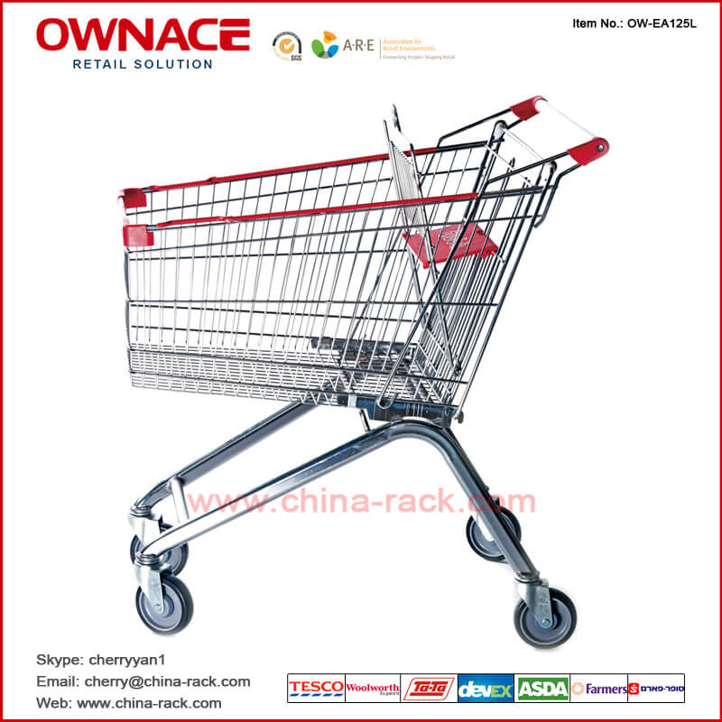 OW-EA-Series European Style Trolley Supermarket Shopping Trolley/Cart with Different Capacity