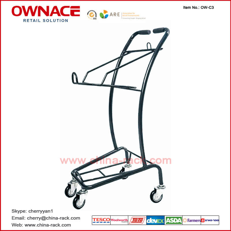 OW-C4Layers Wire Basket Trolley Supermarket Shopping Trolley/Cart with Different Capacity