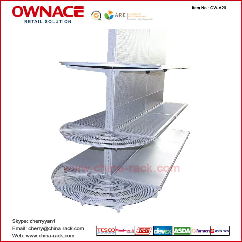OW-A29 OW-A29 New Style of Supermarket Equipmenet, Semicircle Net Wire Shelf for Tego Gondola Supermarket Shelf