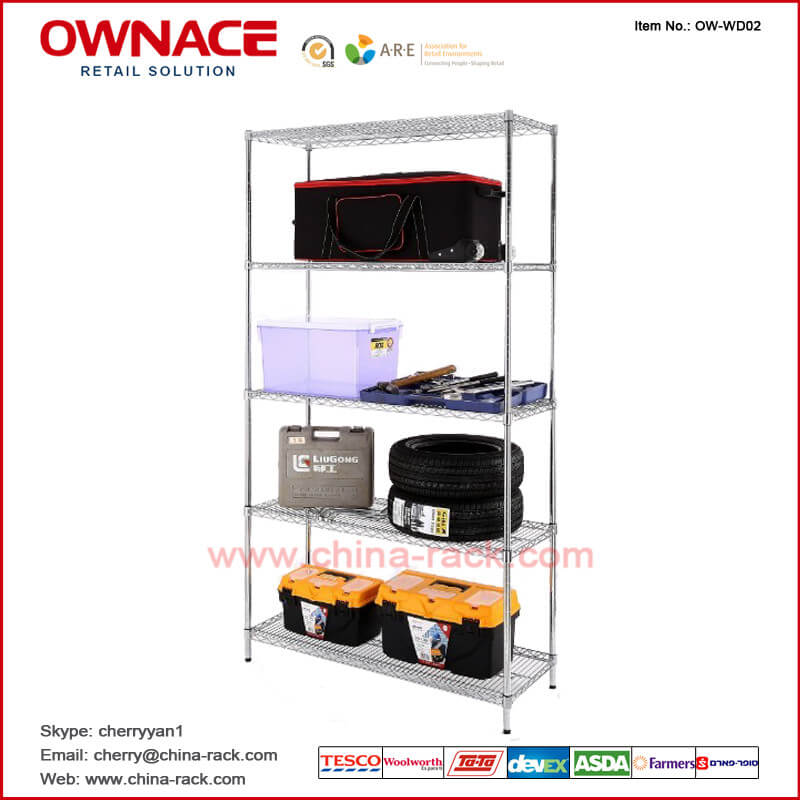 OW-WD02 Five 5 Layers Chrome Display Wire shelving