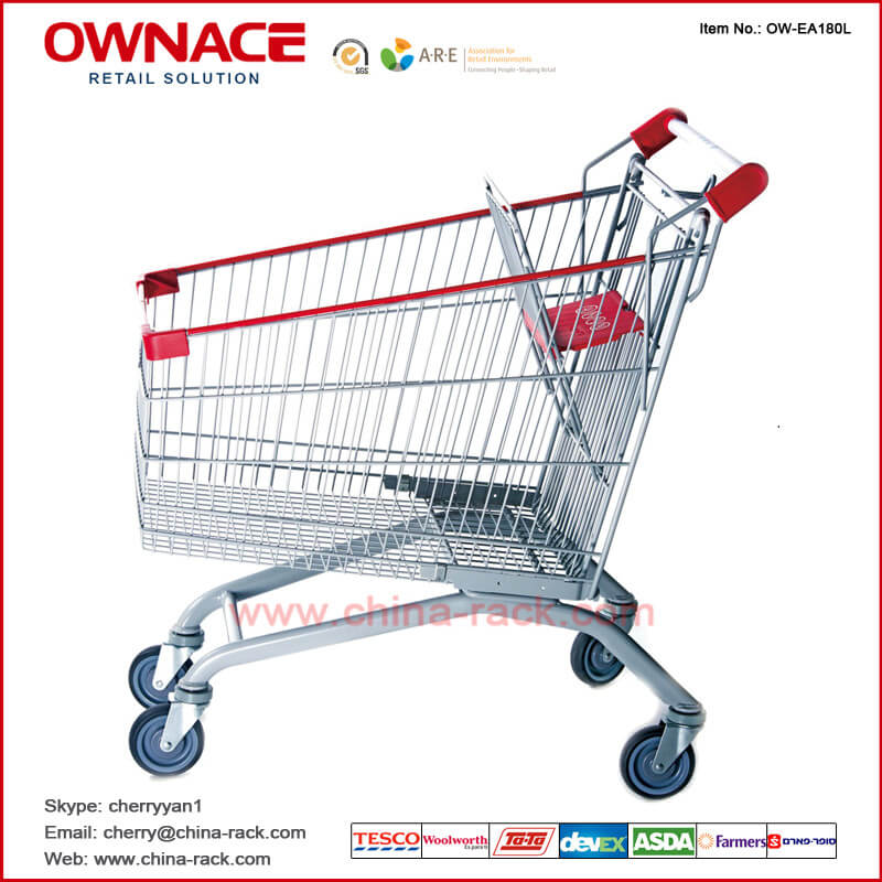 OW-EA-Series European Style Trolley Supermarket Shopping Trolley/Cart with Different Capacity