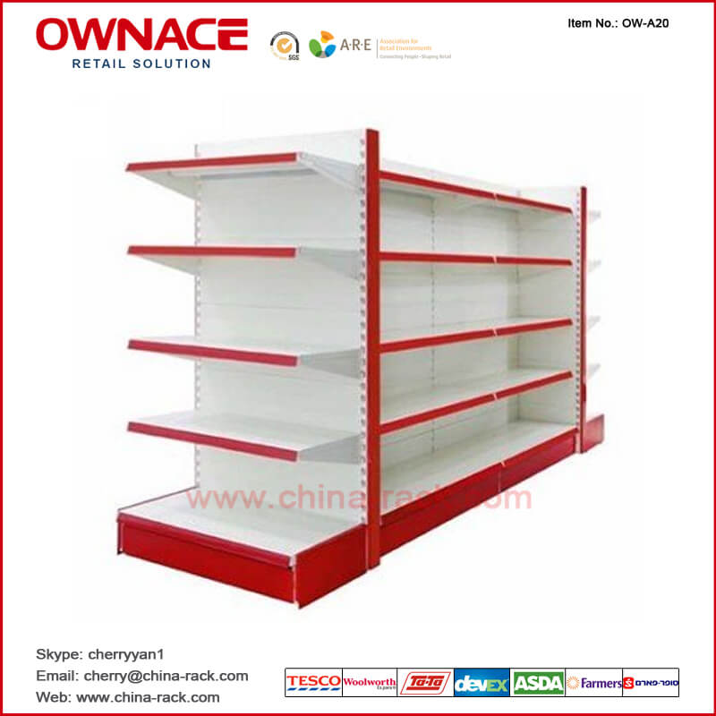 OW-A20 Double-sided Supermarket Shelf, Metal Shelf, Gondola Display Rack Stand, Grocery Store Shelf