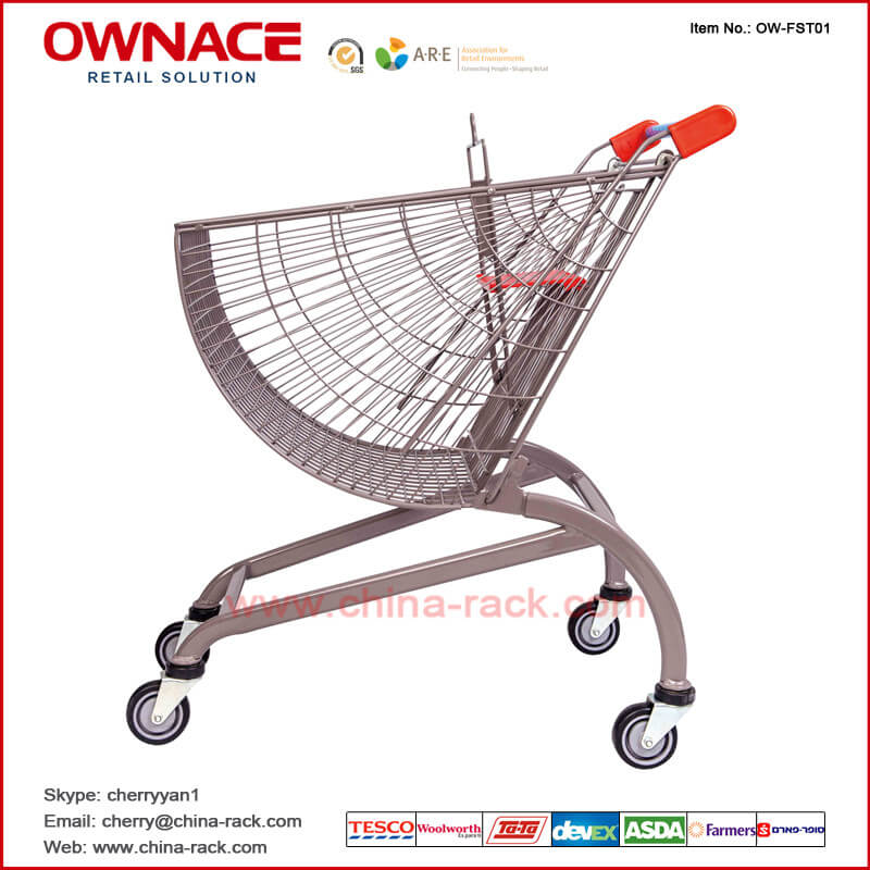 OW-FST01 Fan-shaped Style Trolley Supermarket Shopping Trolley/Cart with Different Capacity