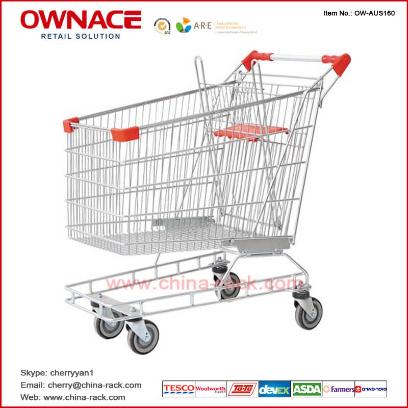 OW-AUS160 Australia Style Trolley Supermarket Shopping Trolley/Cart with Different Capacity