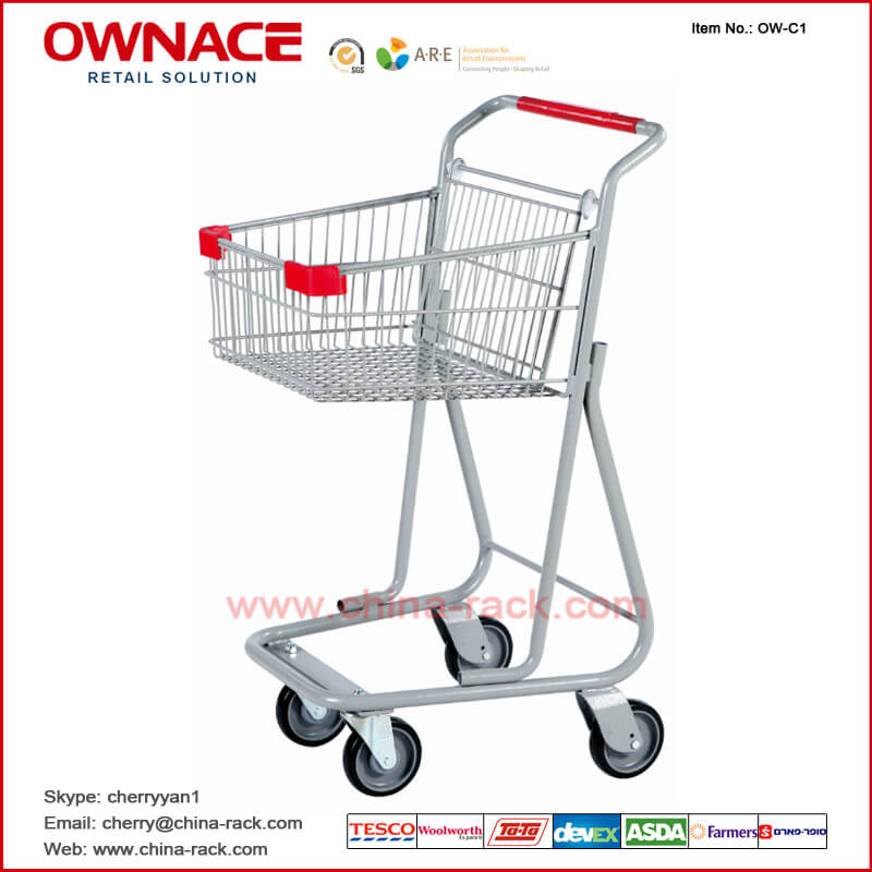 OW-C1 Wire Basket Trolley Supermarket Shopping Trolley/Cart with Different Capacity
