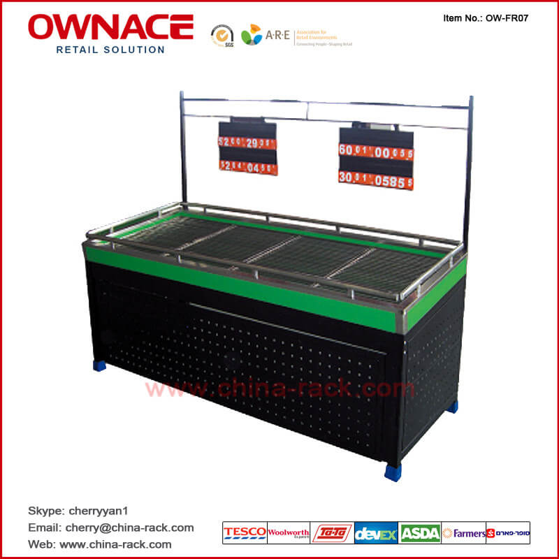 OW-FR07 Single Layer Metal Board PVC Grid Vegetable Rack