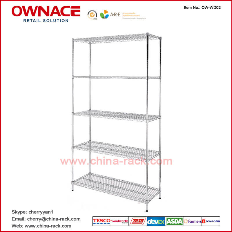 OW-WD02 Five 5 Layers Chrome Display Wire shelving