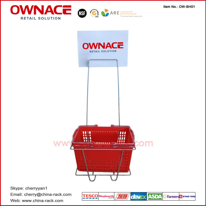 OW-BH01 Wire Metal Basket Holder with Sign Holder