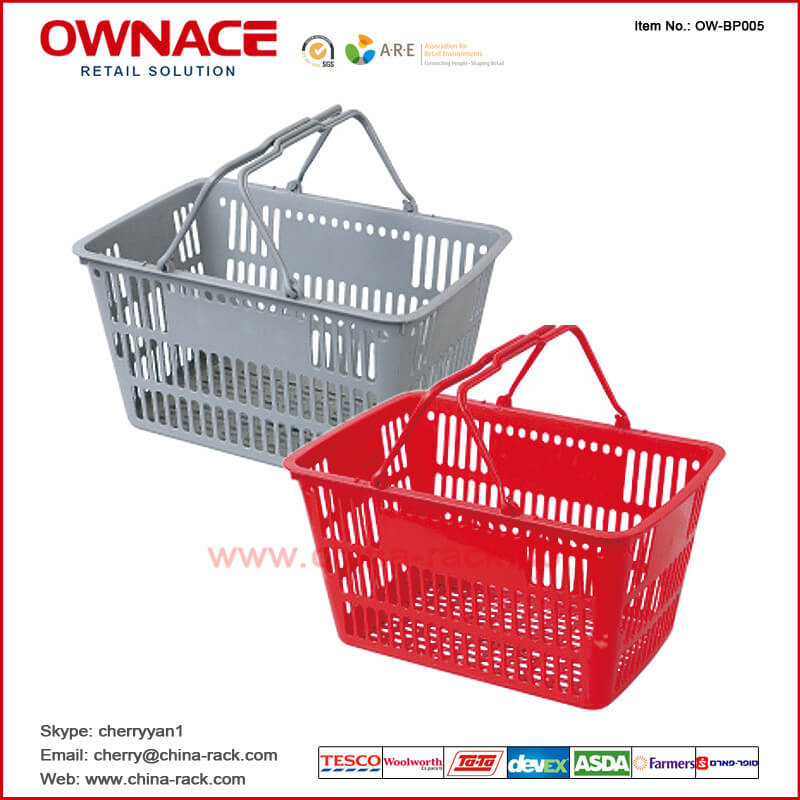 OW-BP005 Handle Plastic Trolley Supermarket Shopping Basket