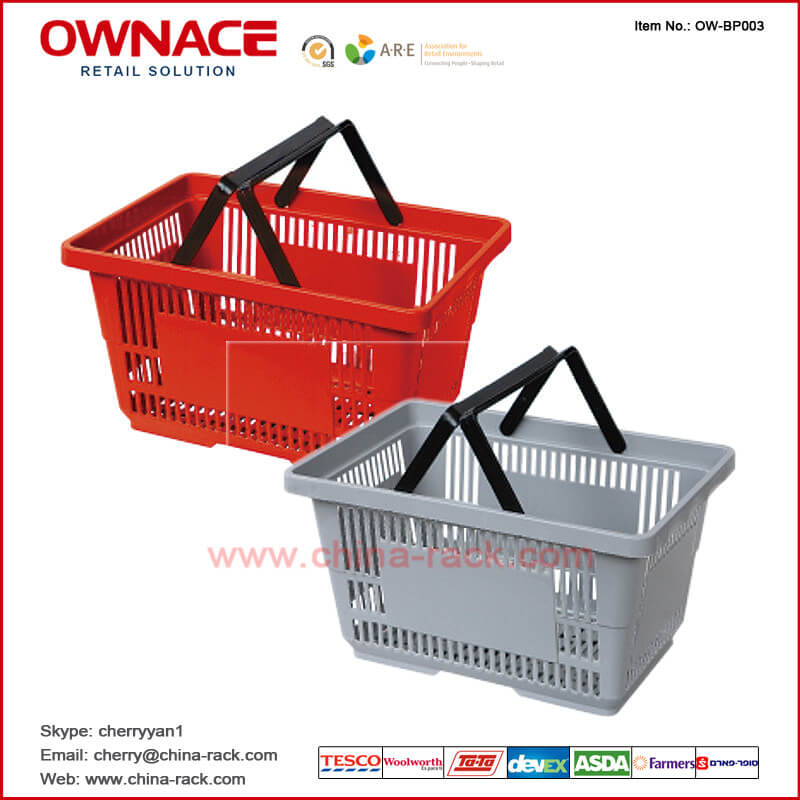OW-BP003 Handle Plastic Trolley Supermarket Shopping Basket