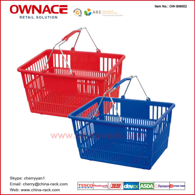 OW-BM002 Metal Handle with Plastic Grip Trolley Supermarket Shopping Basket
