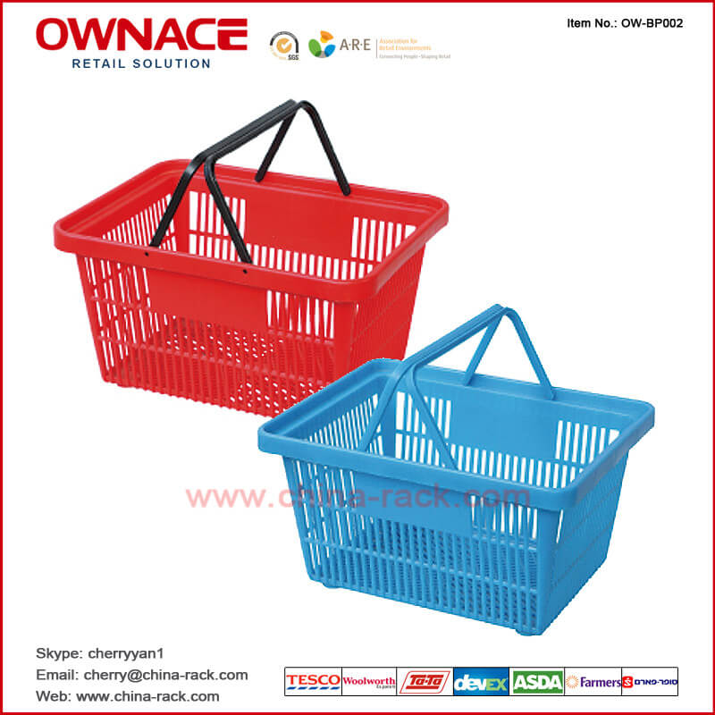 OW-BP002 Handle Plastic Trolley Supermarket Shopping Basket