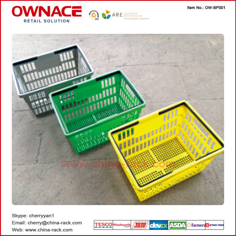 OW-BP001 Handle Plastic Trolley Supermarket Shopping Basket