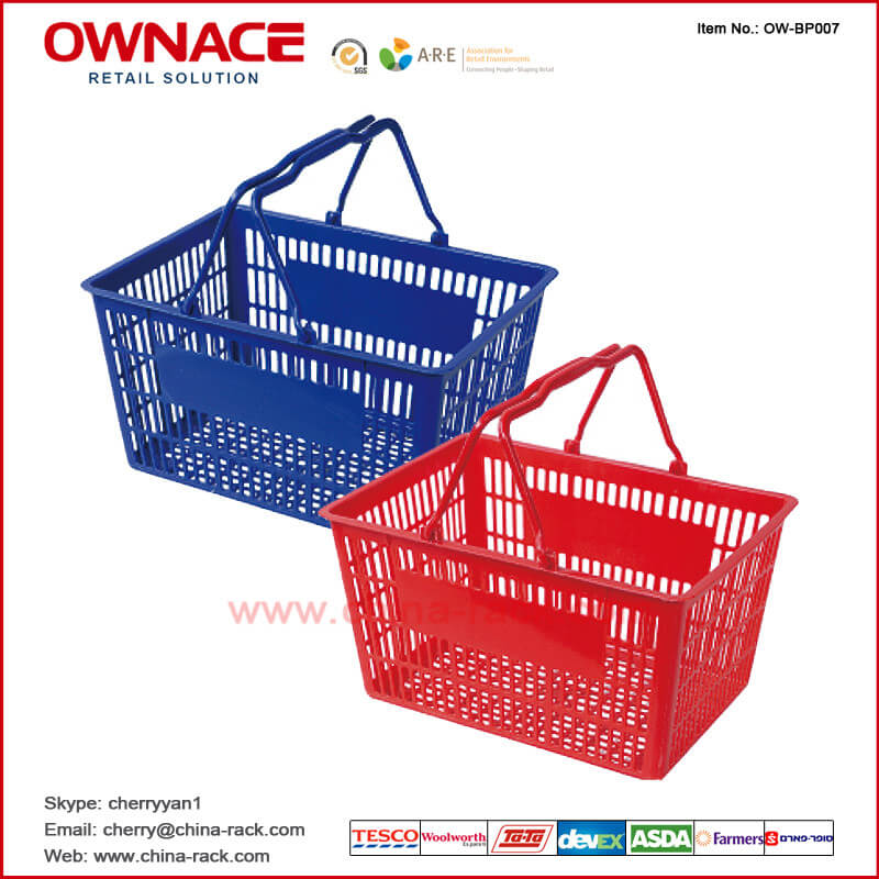 OW-BP007 Handle Plastic Trolley Supermarket Shopping Basket