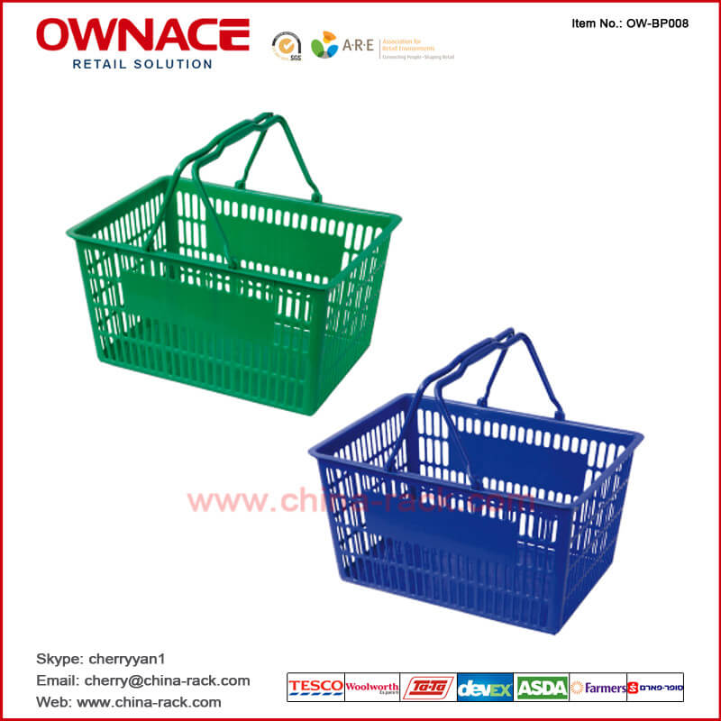 OW-BP008 Handle Plastic Trolley Supermarket Shopping Basket