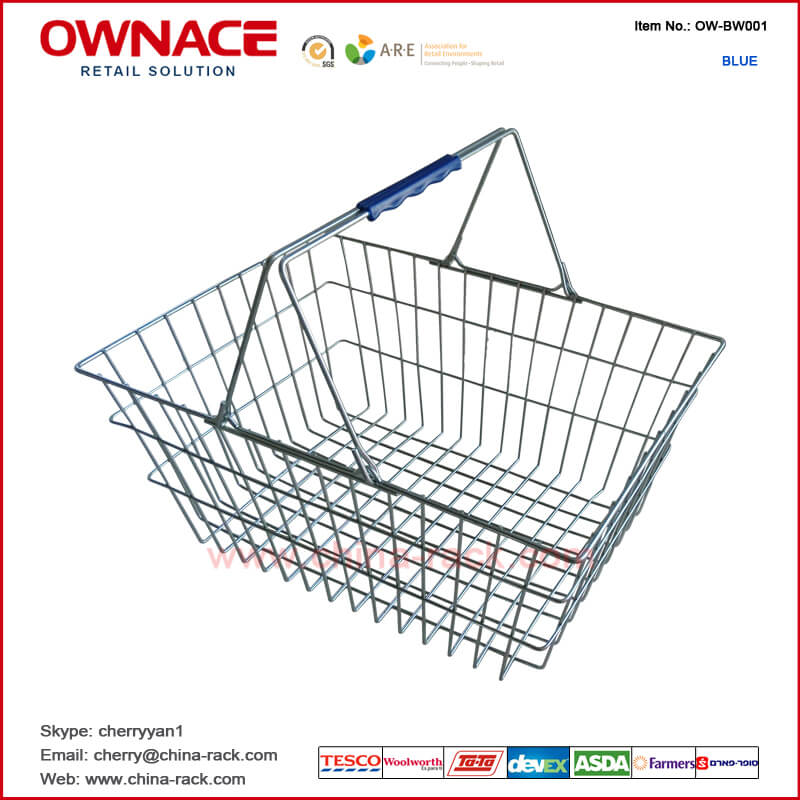 OW-BW001 Wire Basket, Shopping Basket, Metal basket with plastic grip