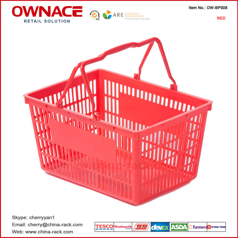 OW-BP008 Factory Direct Sales Medium Capacity Shopping Basket, Plastic Market Basket, Heavy Duty Plastic Baskets for Storage