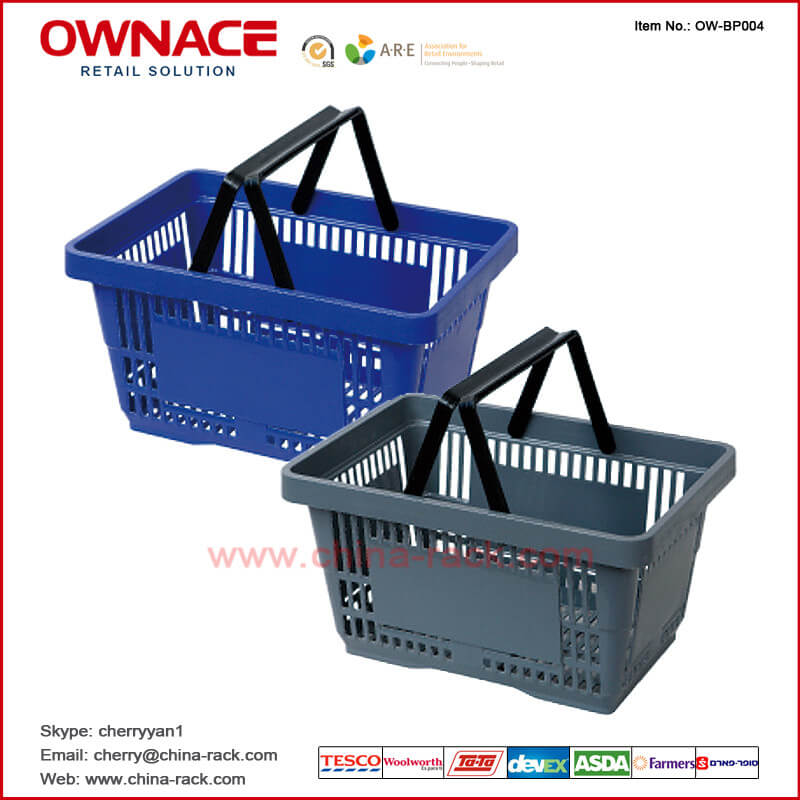 OW-BP004 Handle Plastic Trolley Supermarket Shopping Basket