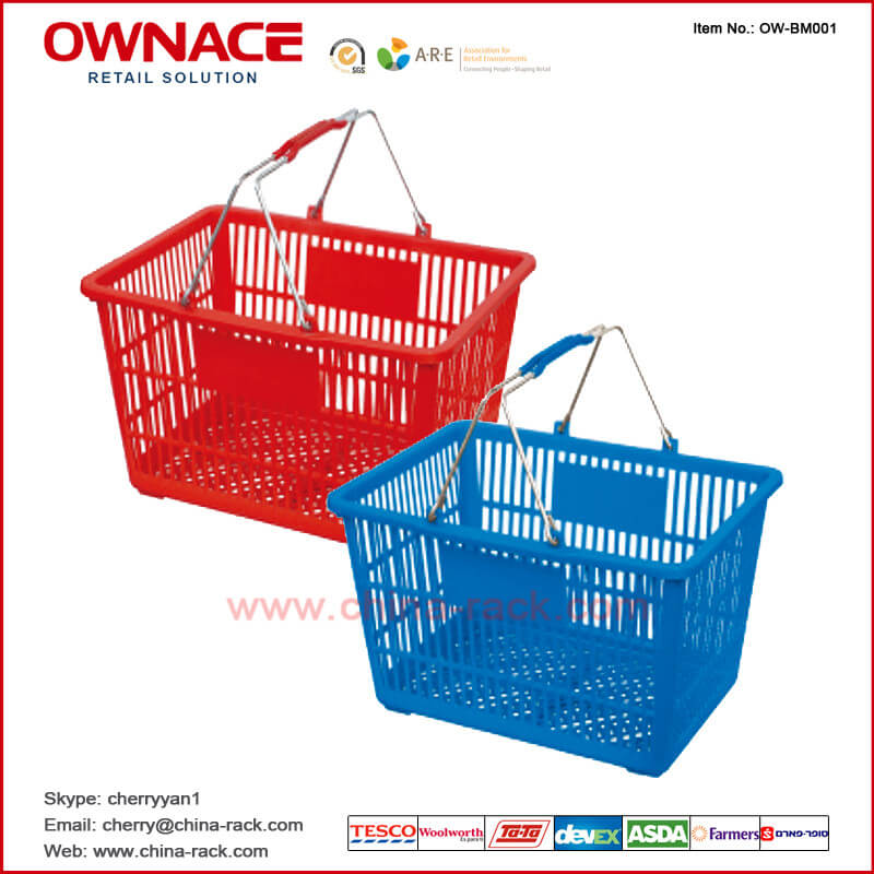 OW-BM001 Metal Handle with Plastic Grip Trolley Supermarket Shopping Basket