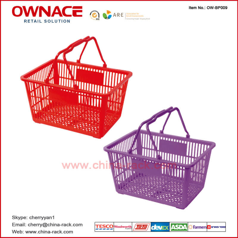 OW-BP009 Handle Plastic Trolley Supermarket Shopping Basket