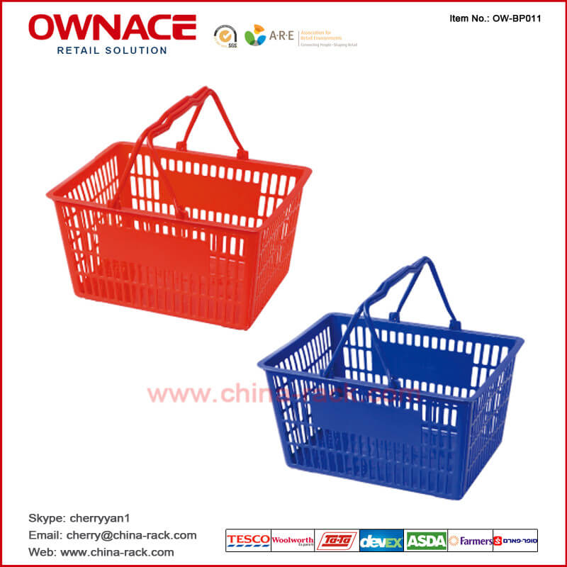OW-BP011 Handle Plastic Trolley Supermarket Shopping Basket