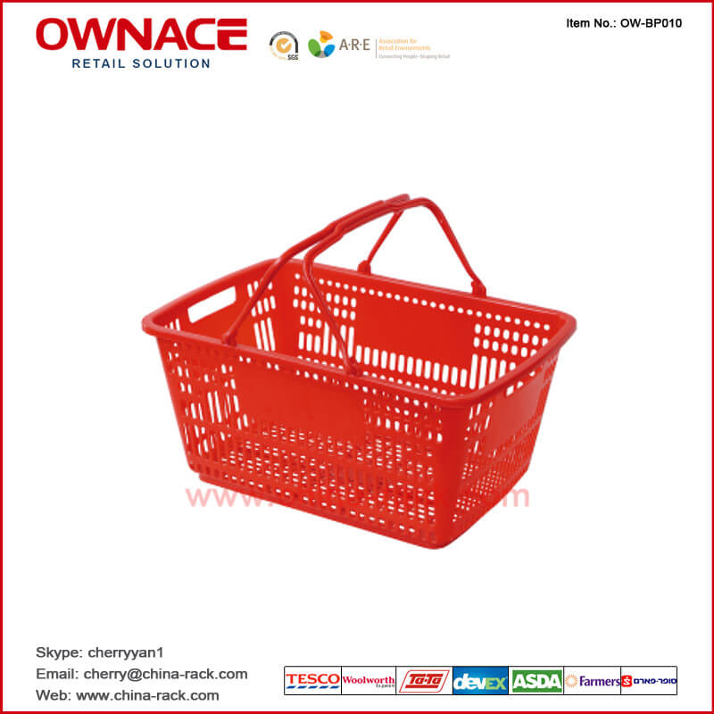 OW-BP010 Handle Plastic Trolley Supermarket Shopping Basket