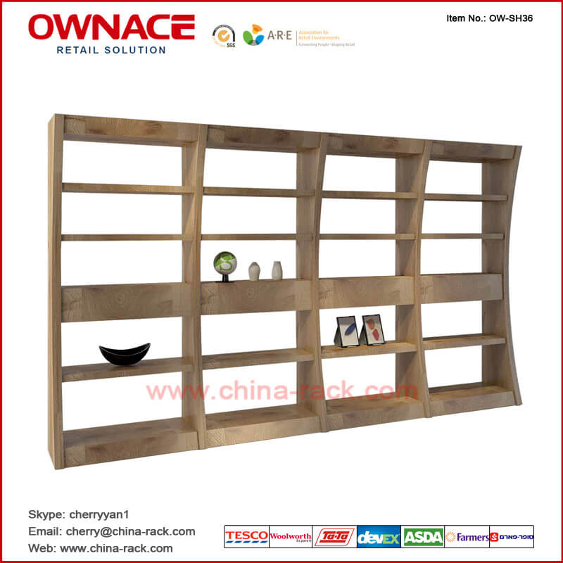 OW-SH36 Multifunction Wooden Art Design Furniture Display Shelf