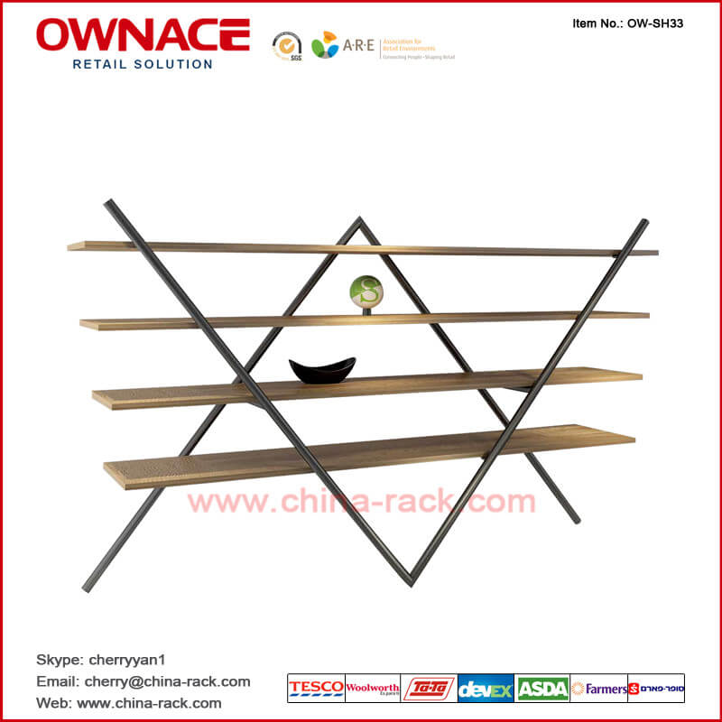 OW-SH33 Multifunction Wooden Art Design Furniture Display Shelf
