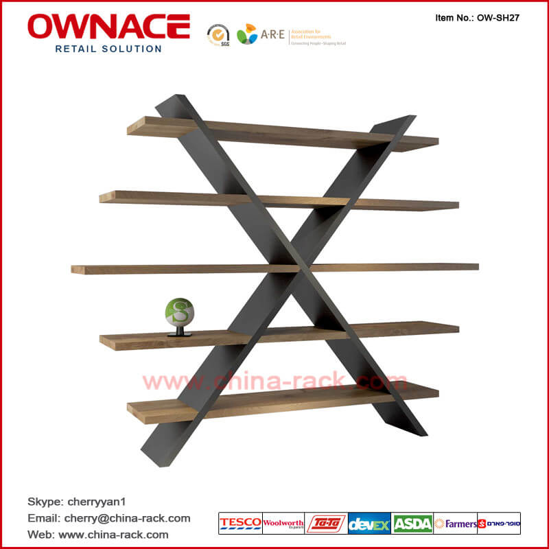 OW-SH27 Multifunction Wooden Art Design Furniture Display Shelf