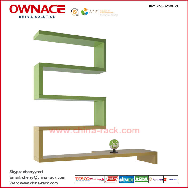 OW-SH23 Multifunction Wooden Art Design Furniture Display Shelf