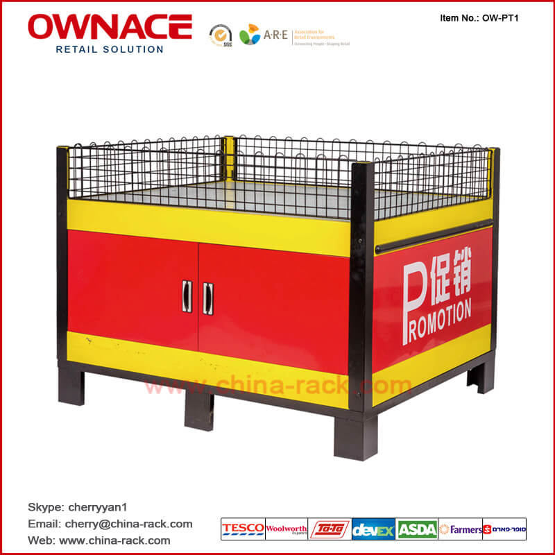 OW-PT1 Supermarket Exhibition Stand Promotion Table with Guardrail for Shop/Grocery/Retail