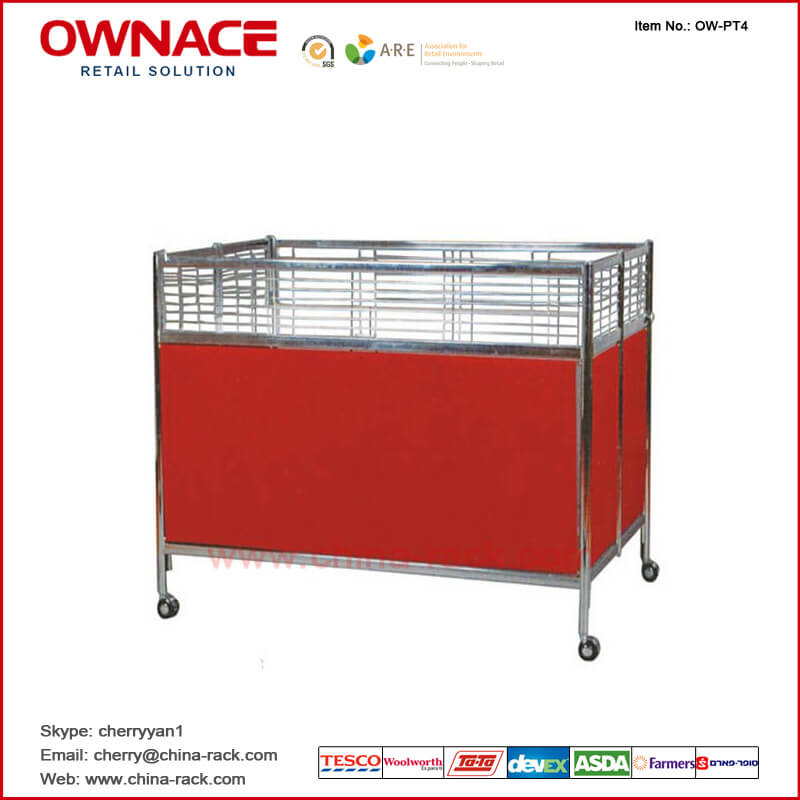 OW-PT4 Promotion Cart, Display Stand, Sales Cart with Wheels, Removable Supermarket Display Rack, Demonstration Table